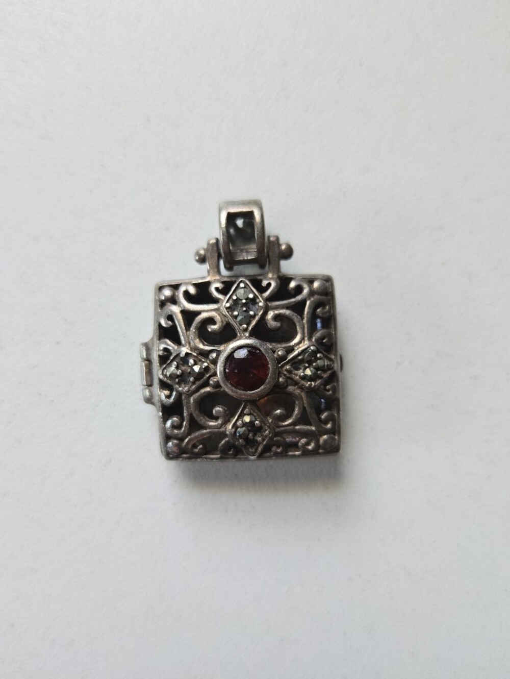 Sterling & Garnet Gothic Pendant